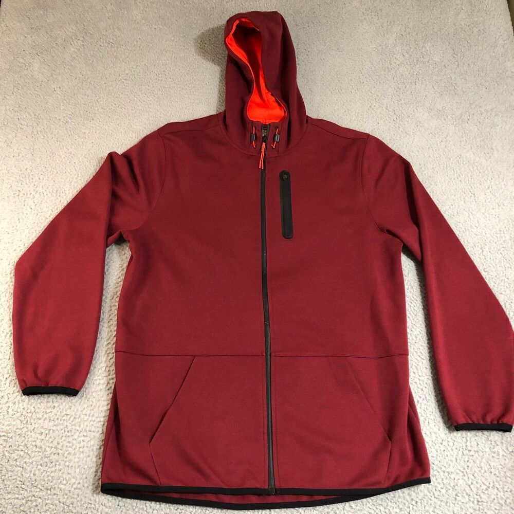 Russell Hoodie Mens Large Red Full Zip Athletic Knit Sportswear Outdoor Pockets